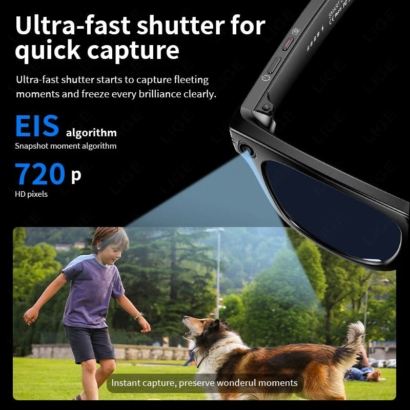 Fashion AI Camera Smart Glasses IP65 Waterproof Bluetooth Call Playing Music Smart Glasses Identify Pictures Use Chatgpt