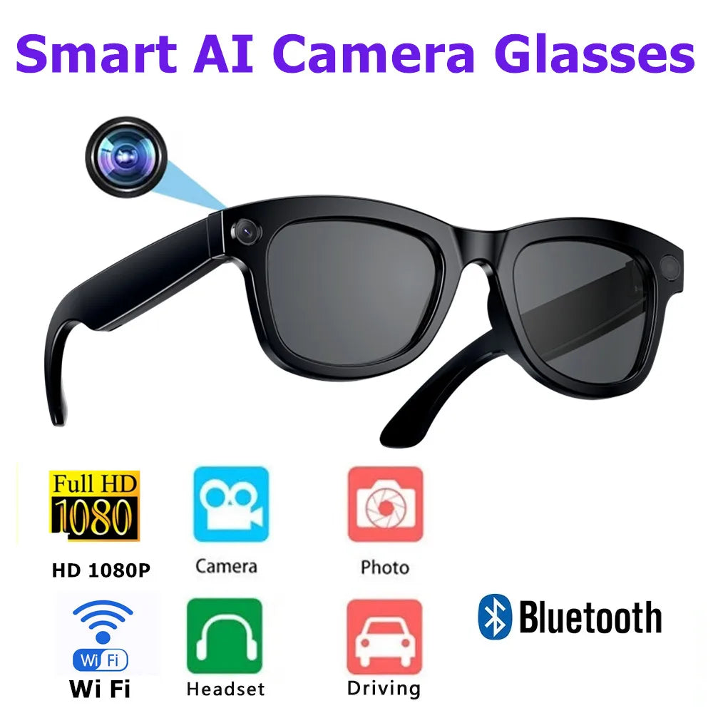 AI-Powered HD 1080P Smart Glasses with Polarized Lenses and Integrated Mini Camera for Sports and Surveillance Recording