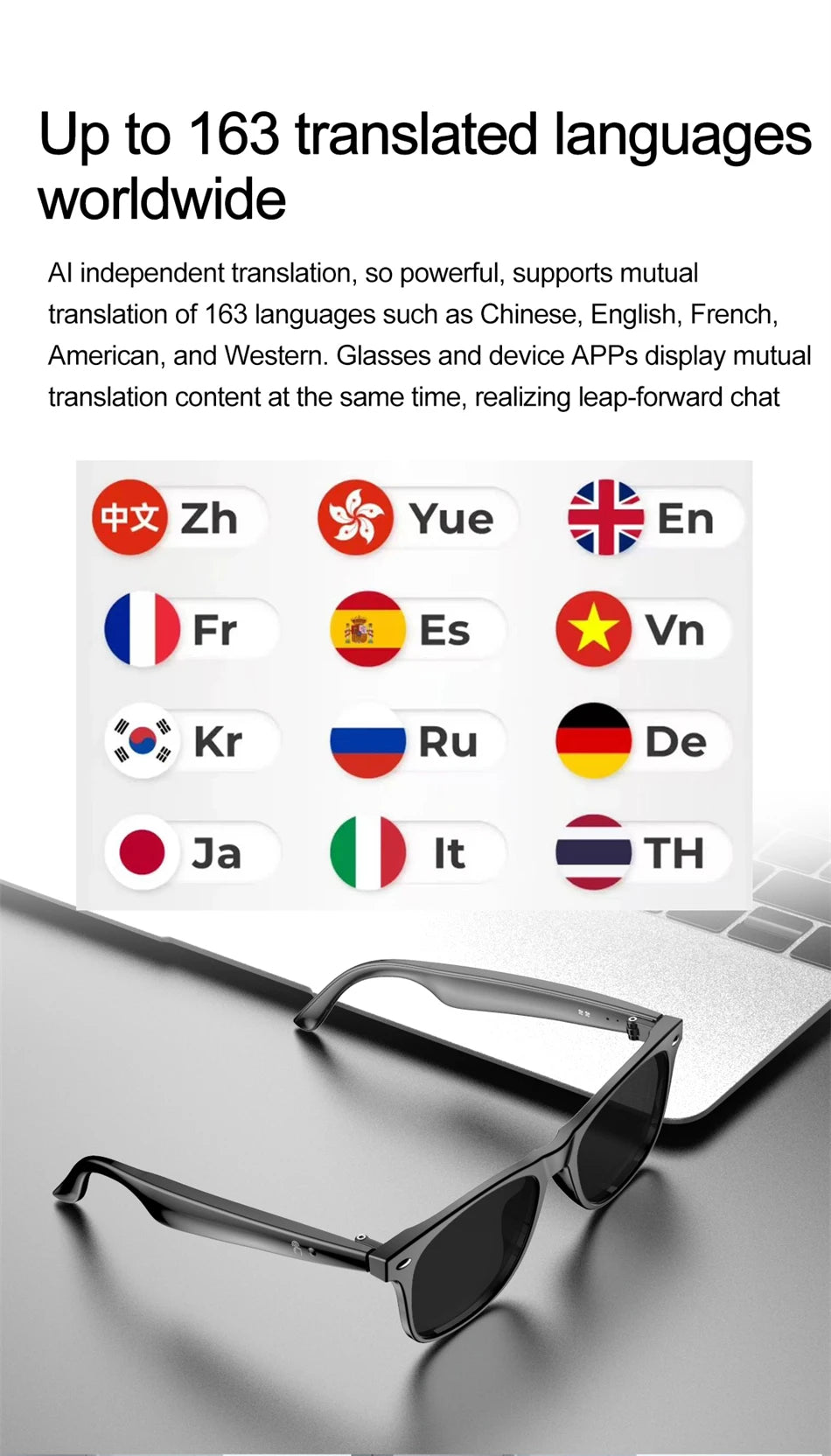 2025 AI Smart Glasses AI Intelnt Voice Video Real-Time Translation AI Conversation Q&A AI Intelnt Translation Women Men
