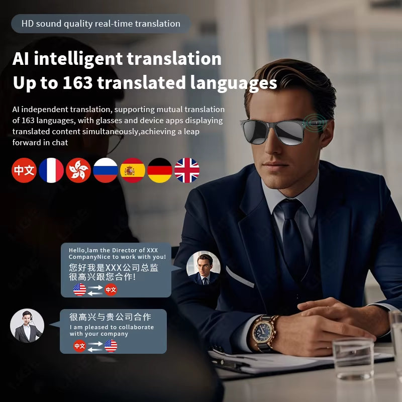 2025 AI Smart Glasses AI Intelnt Voice Video Real-Time Translation AI Conversation Q&A AI Intelnt Translation Women Men